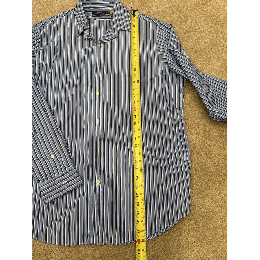 Polo Ralph Lauren Classic Fit Button Down Shirt Blue Striped Men's XL Cotton - Picture 6 of 8